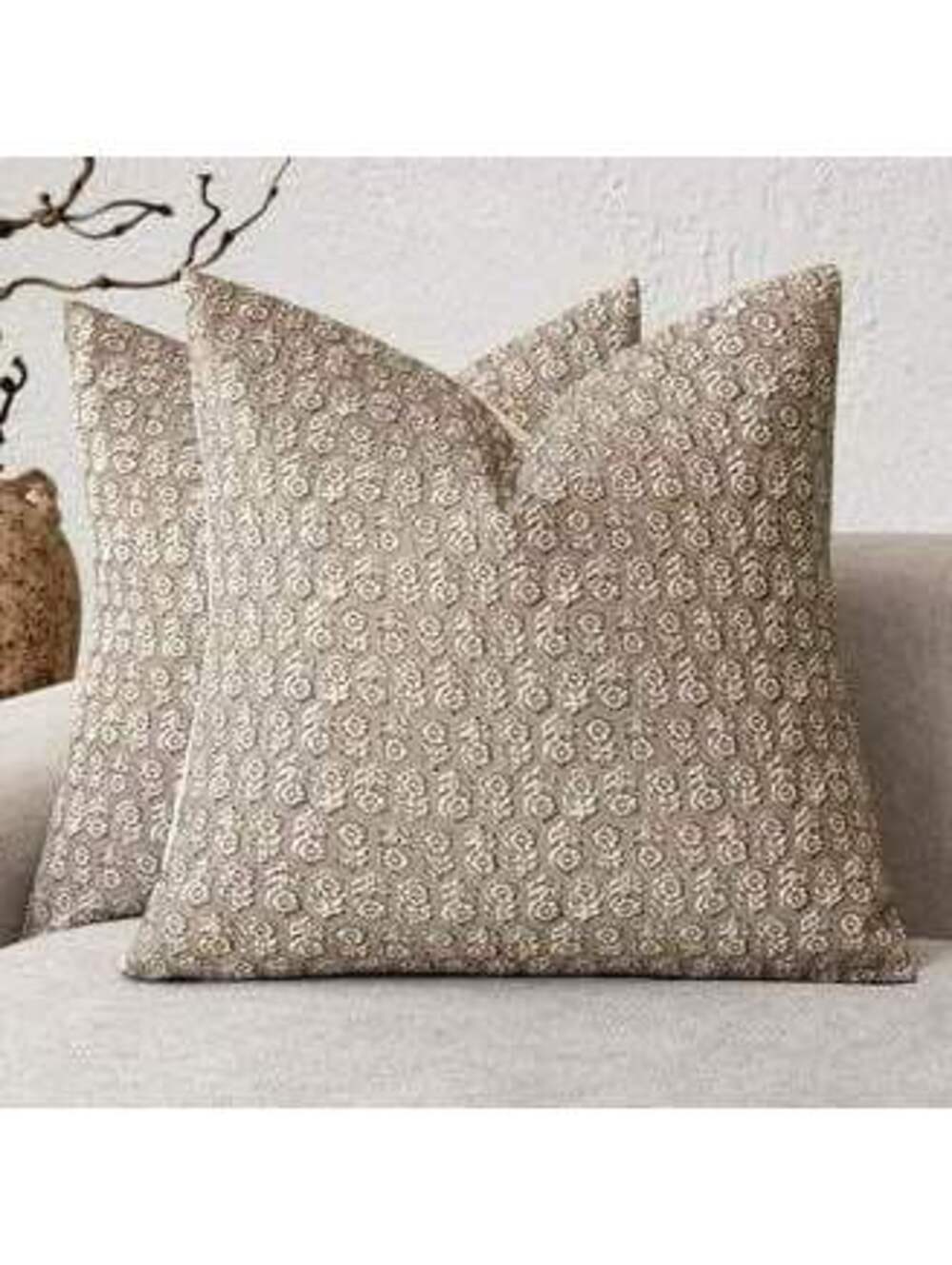 Floral Print Decorative Throw Pillow Cover with Cotton & Polyester Back
